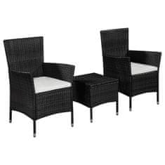 Greatstore 3dílný bistro set polyratan černý