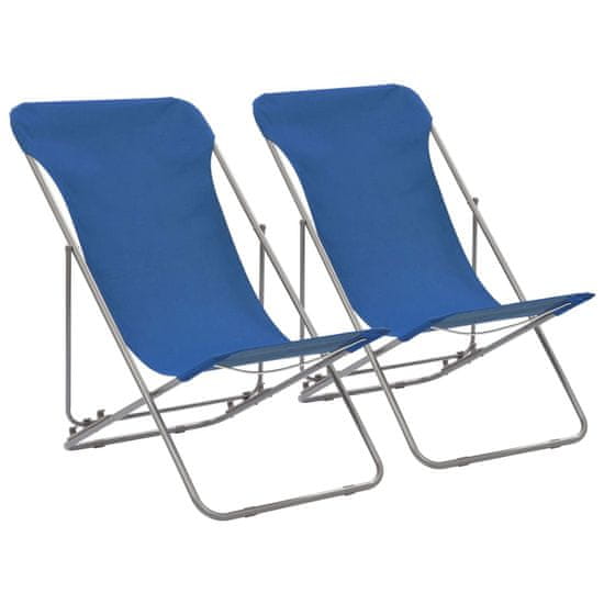 Vidaxl VidaXL Beach Chairs 2 ks ocel a Oxford Fabric Blue