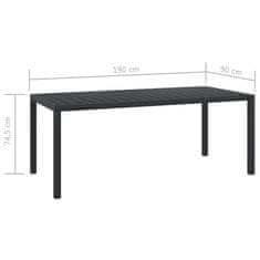 Greatstore Zahradní stůl černý 185 x 90 x 74 cm hliník a WPC
