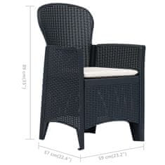 Petromila Zahradní židle 2 ks + podušky antracitové plast ratanový vzhled