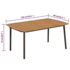 Greatstore Zahradní stůl 150 x 90 x 72 cm masivní akácie dřevo a ocel
