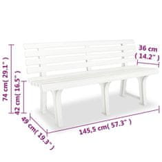 Petromila Zahradní lavice 145,5 cm plastová bílá