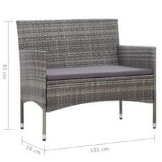 Vidaxl Zahradní lavice 105 cm polyratan šedá