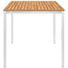 Greatstore Zahradní jídelní stůl 160x80x75 cm masivní teak a nerezová ocel