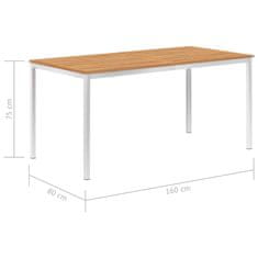 Greatstore Zahradní jídelní stůl 160x80x75 cm masivní teak a nerezová ocel