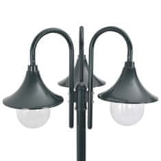 Vidaxl Zahradní sloupová lampa 3 ramena E27 220 cm hliník tmavě zelená