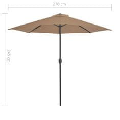 Greatstore Slunečník na balkon hliníková tyč taupe 270 x 135 cm půlkruh