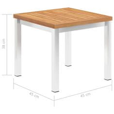 Greatstore Zahradní odkládací stolek 45x45x38 cm masivní teak a nerez ocel