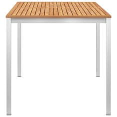 Greatstore Zahradní jídelní stůl 140x80x75 cm masivní teak a nerezová ocel