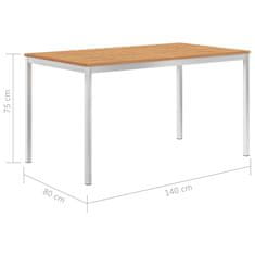 Greatstore Zahradní jídelní stůl 140x80x75 cm masivní teak a nerezová ocel