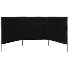 Greatstore 3dílná zástěna proti větru látková 400 x 120 cm černá