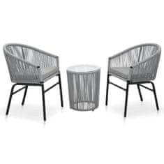 Greatstore 3dílný bistro set s poduškami PVC ratan antracitový