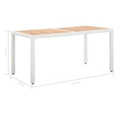 Greatstore Zahradní stůl bílý 150 x 90 x 75 cm polyratan a masivní akácie