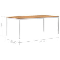 Greatstore Zahradní jídelní stůl 200x100x75cm masivní teak a nerezová ocel