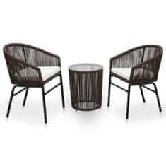 Greatstore 3dílný bistro set s poduškami PVC ratan hnědý