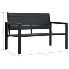 Greatstore Zahradní lavice 120 cm HDPE černá dřevěný vzhled