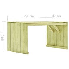 Greatstore Zahradní stůl 150 x 87 x 80 cm impregnované borové dřevo