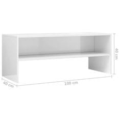 Greatstore TV stolek bílý s vysokým leskem 100 x 40 x 40 cm dřevotříska