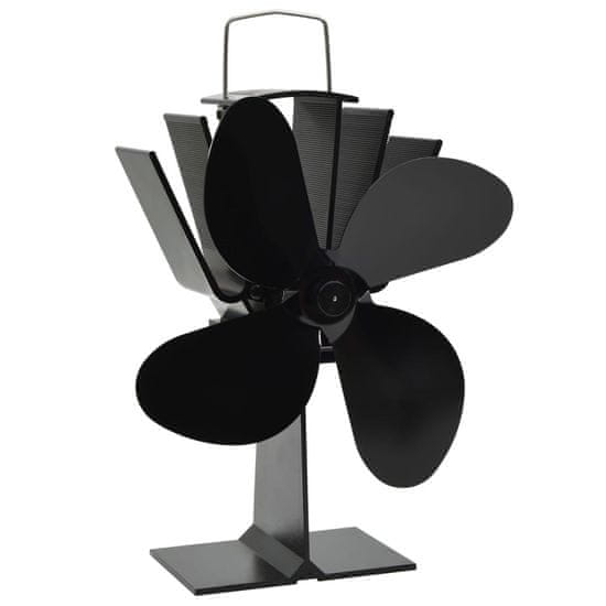 Vidaxl Teplem poháněný ventilátor na kamna 4 lopatky černý