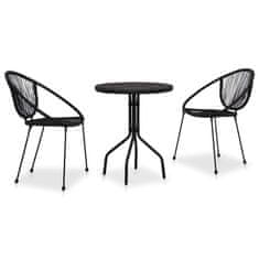 Greatstore 3dílný bistro set PVC ratan černý