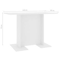Greatstore Jídelní stůl bílý 110 x 60 x 75 cm dřevotříska