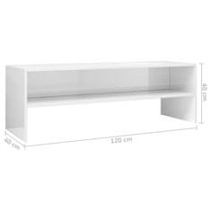 Greatstore TV stolek bílý s vysokým leskem 120 x 40 x 40 cm dřevotříska