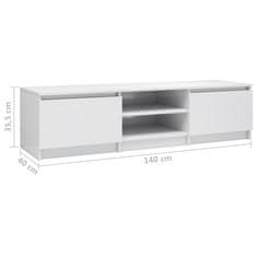 Greatstore TV stolek bílý s vysokým leskem 140 x 40 x 35,5 cm dřevotříska