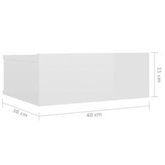 shumee Nástěnné noční stolky 2 ks lesklé bílé 40x30x15 cm dřevotříska