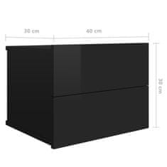 Greatstore Noční stolky 2ks černé s vysokým leskem 40x30x30 cm dřevotříska