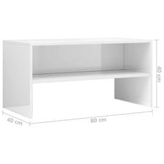 Greatstore TV stolek bílý s vysokým leskem 80 x 40 x 40 cm dřevotříska