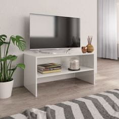 Greatstore TV stolek bílý s vysokým leskem 80 x 40 x 40 cm dřevotříska