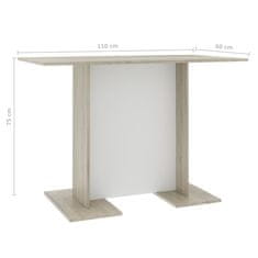 Greatstore Jídelní stůl bílý a dub sonoma 110 x 60 x 75 cm dřevotříska