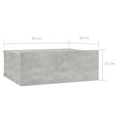 Vidaxl Nástěnné noční stolky 2 ks betonově šedé 40x30x15cm dřevotříska