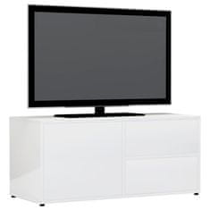 Greatstore TV stolek bílý s vysokým leskem 80 x 34 x 36 cm dřevotříska