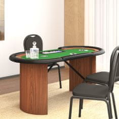 Greatstore Pokerový stůl pro 10 hráčů držák na chipy zelený 160x80x75 cm