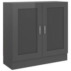 Greatstore Knihovna šedá s vysokým leskem 82,5 x 30,5 x 80 cm dřevotříska