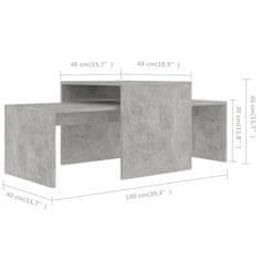 Vidaxl Set konferenčních stolků betonově šedý 100x48x40 cm dřevotříska