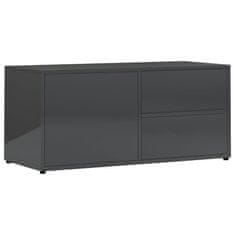 Greatstore TV stolek šedý s vysokým leskem 80 x 34 x 36 cm dřevotříska