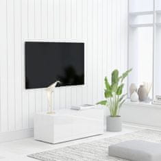 Greatstore TV stolek bílý s vysokým leskem 80 x 34 x 30 cm dřevotříska