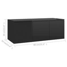 Greatstore TV stolek černý s vysokým leskem 80 x 34 x 30 cm dřevotříska