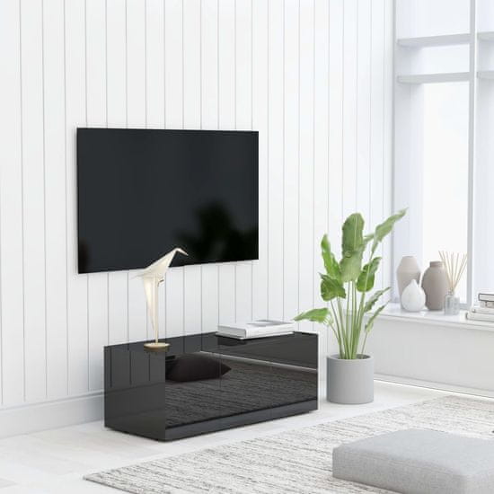 Greatstore TV stolek černý s vysokým leskem 80 x 34 x 30 cm dřevotříska