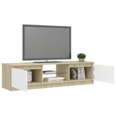 Greatstore TV skříňka s LED osvětlením bílá a dub sonoma 140x40x35,5 cm