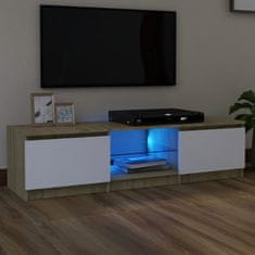 Greatstore TV skříňka s LED osvětlením bílá a dub sonoma 140x40x35,5 cm