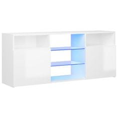 Greatstore TV skříňka s LED osvětlením bílá s vysokým leskem 120x30x50 cm