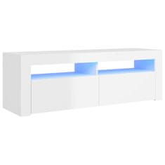 Greatstore TV skříňka s LED osvětlením bílá s vysokým leskem 120x35x40 cm