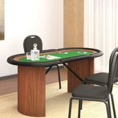 Greatstore Pokerový stůl pro 10 hráčů zelený 160 x 80 x 75 cm