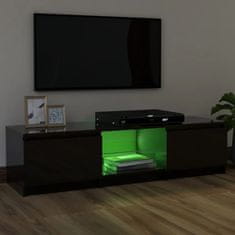 Greatstore TV skříňka s LED osvětlením černá vysoký lesk 120x30x35,5 cm