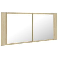 Greatstore LED koupelnová skřínka se zrcadlem dub sonoma 100 x 12 x 45 cm