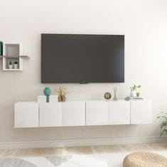 Greatstore Závěsné TV skříňky 3 ks bílé s vysokým leskem 60 x 30 x 30 cm