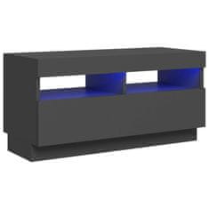 Greatstore TV skříňka s LED osvětlením šedá s vysokým leskem 80x35x40 cm